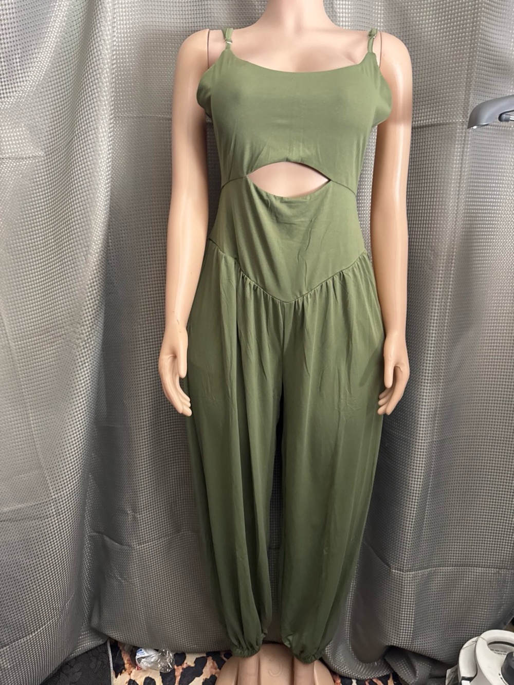 Sage Green Cutout Harem Jumpsuit